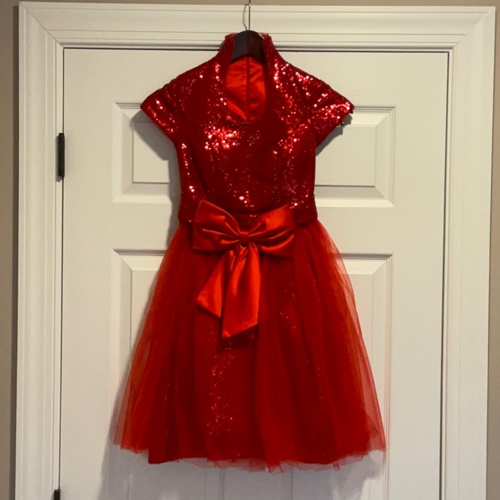Red Sequin Dress with Bow
